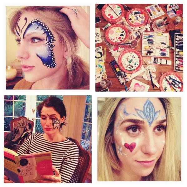 Evidently, it was 'face paint Wednesday' last night. ash drew a unicorn on Claire Winter's face. Impressed.